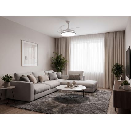 LED Dimmable Ceiling Light with Fan PLAVE LED/36W/230V 3000-6500K Silver/White + Remote Control