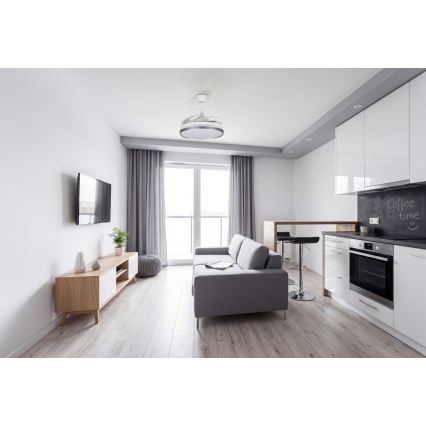 LED Dimmable Ceiling Light with Fan PLAVE LED/36W/230V 3000-6500K Silver/White + Remote Control
