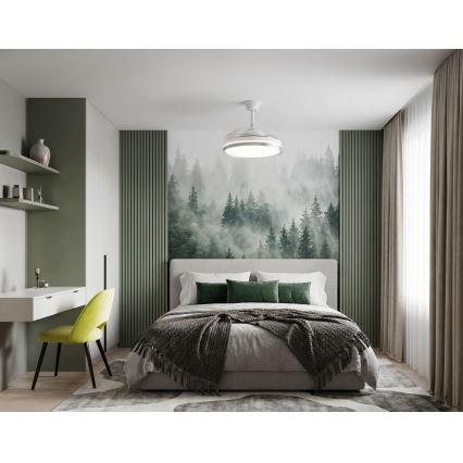 LED Dimmable Ceiling Light with Fan PLAVE LED/36W/230V 3000-6500K Silver/White + Remote Control