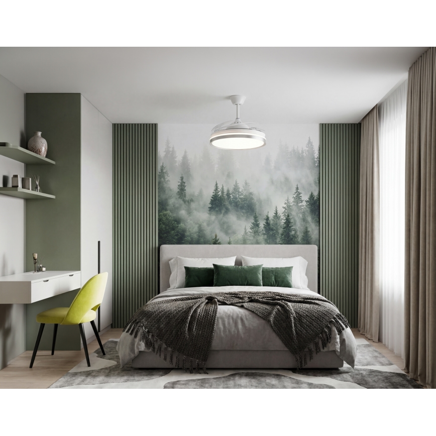 LED Dimmable Ceiling Light with Fan PLAVE LED/36W/230V 3000-6500K Silver/White + Remote Control