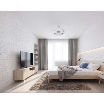 LED Dimmable Ceiling Light with Fan PLAVE LED/36W/230V 3000-6500K Silver/White + Remote Control