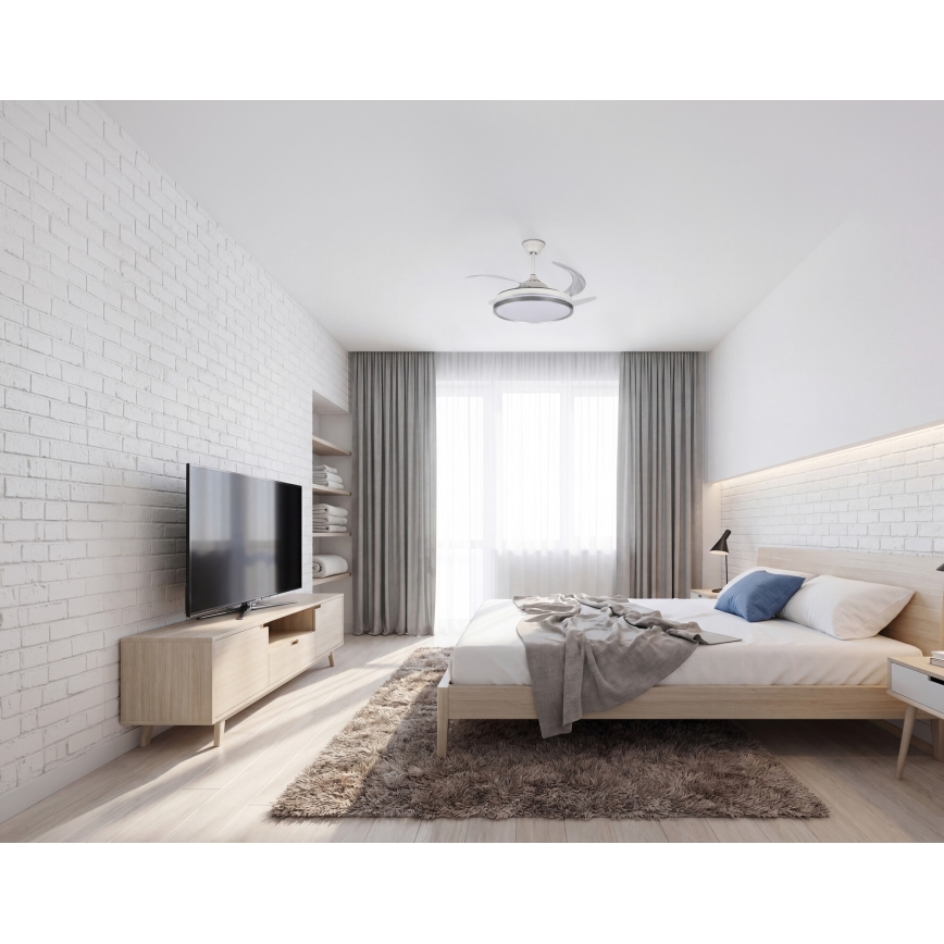 LED Dimmable Ceiling Light with Fan PLAVE LED/36W/230V 3000-6500K Silver/White + Remote Control