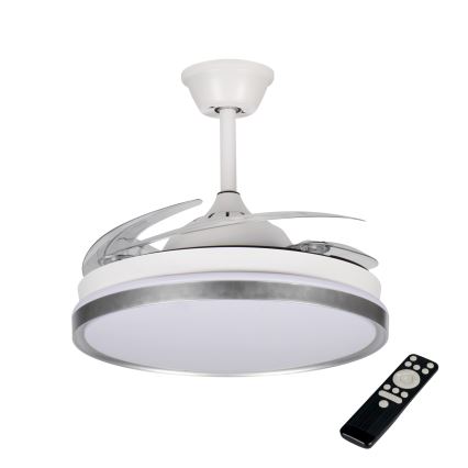 LED Dimmable Ceiling Light with Fan PLAVE LED/36W/230V 3000-6500K Silver/White + Remote Control