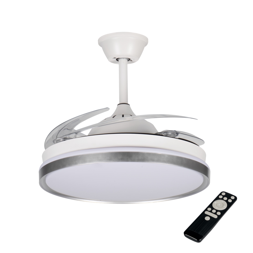 LED Dimmable Ceiling Light with Fan PLAVE LED/36W/230V 3000-6500K Silver/White + Remote Control