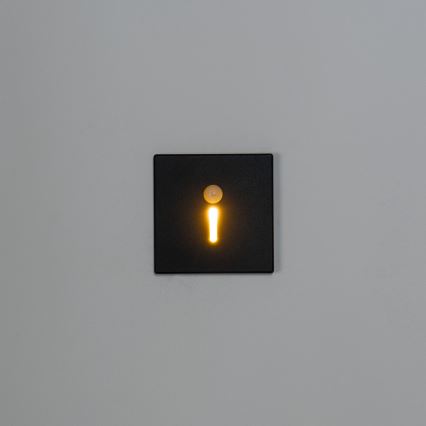 LED staircase luminaire with motion and dusk sensor MAGNIK LED/1,7W/230V 2700/3300/3900/4600/5700K black square