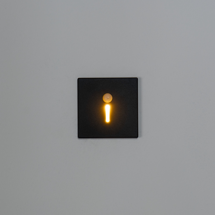 LED staircase luminaire with motion and dusk sensor MAGNIK LED/1,7W/230V 2700/3300/3900/4600/5700K black square