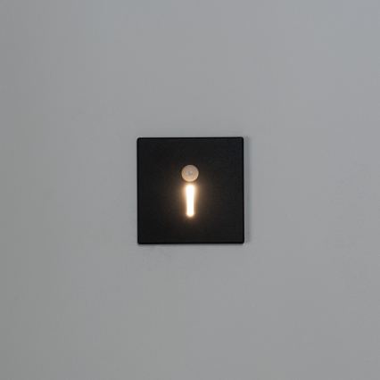LED staircase luminaire with motion and dusk sensor MAGNIK LED/1,7W/230V 2700/3300/3900/4600/5700K black square