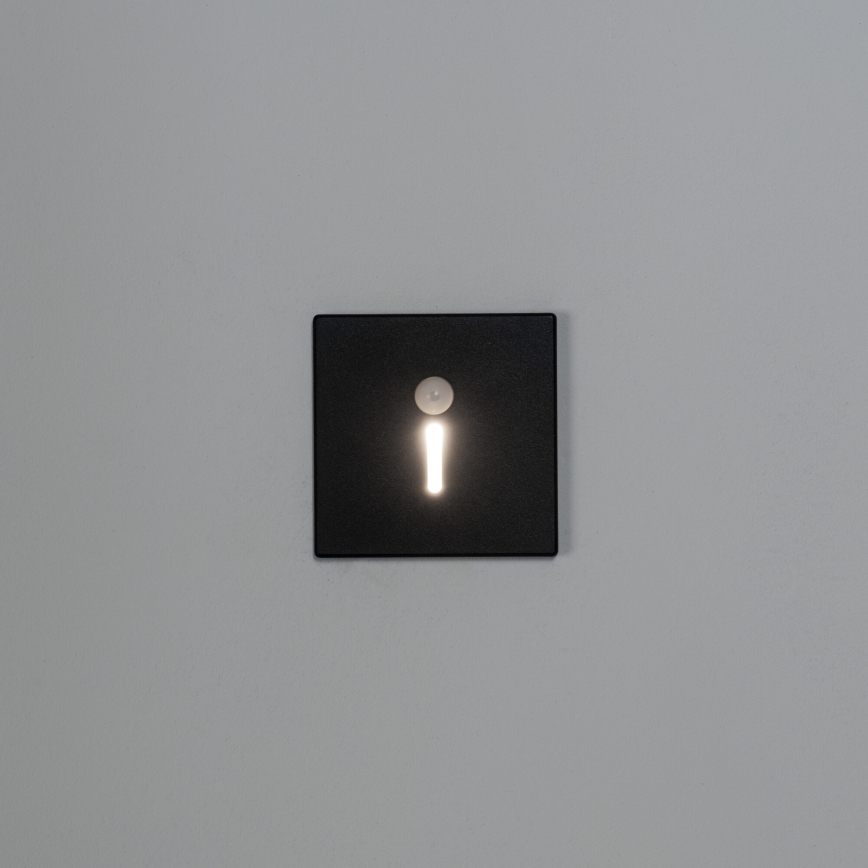 LED staircase luminaire with motion and dusk sensor MAGNIK LED/1,7W/230V 2700/3300/3900/4600/5700K black square