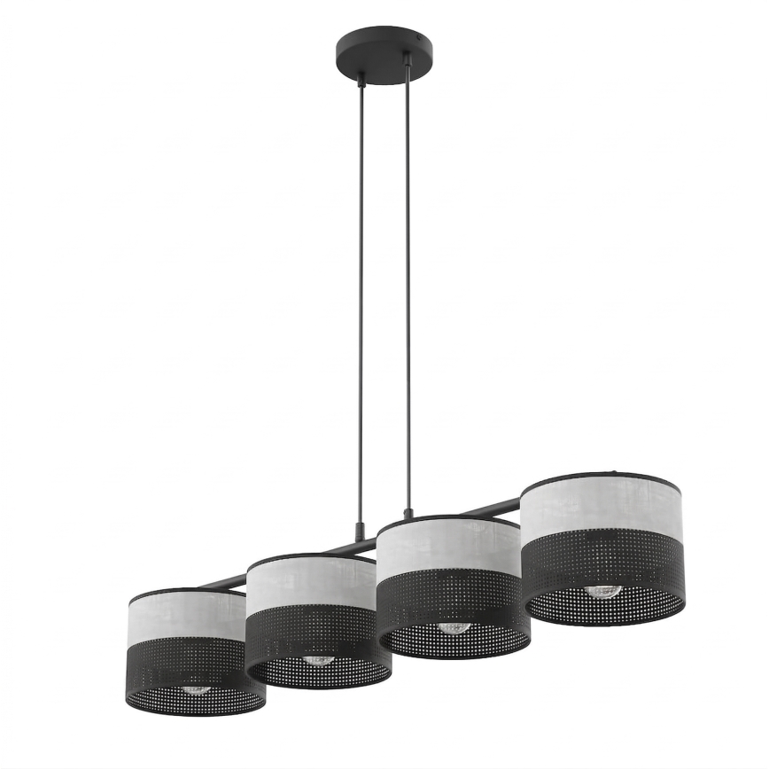KARBON cable-hung chandelier 4xE27/15W/230V black/grey
