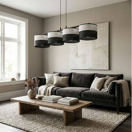 KARBON cable-hung chandelier 4xE27/15W/230V black/grey