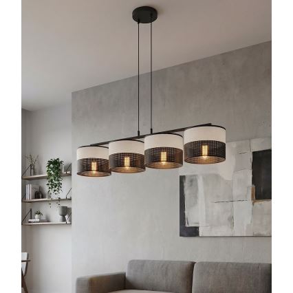 KARBON cable-hung chandelier 4xE27/15W/230V black/grey