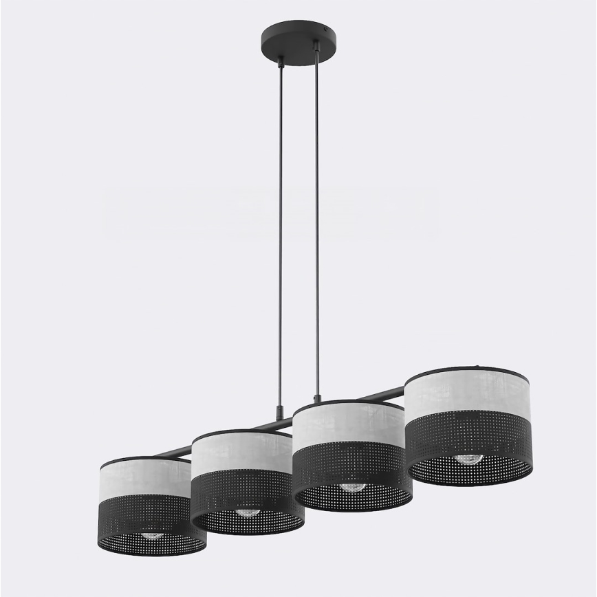KARBON cable-hung chandelier 4xE27/15W/230V black/grey