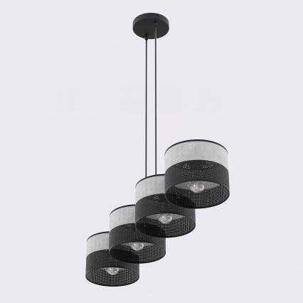 KARBON cable-hung chandelier 4xE27/15W/230V black/grey