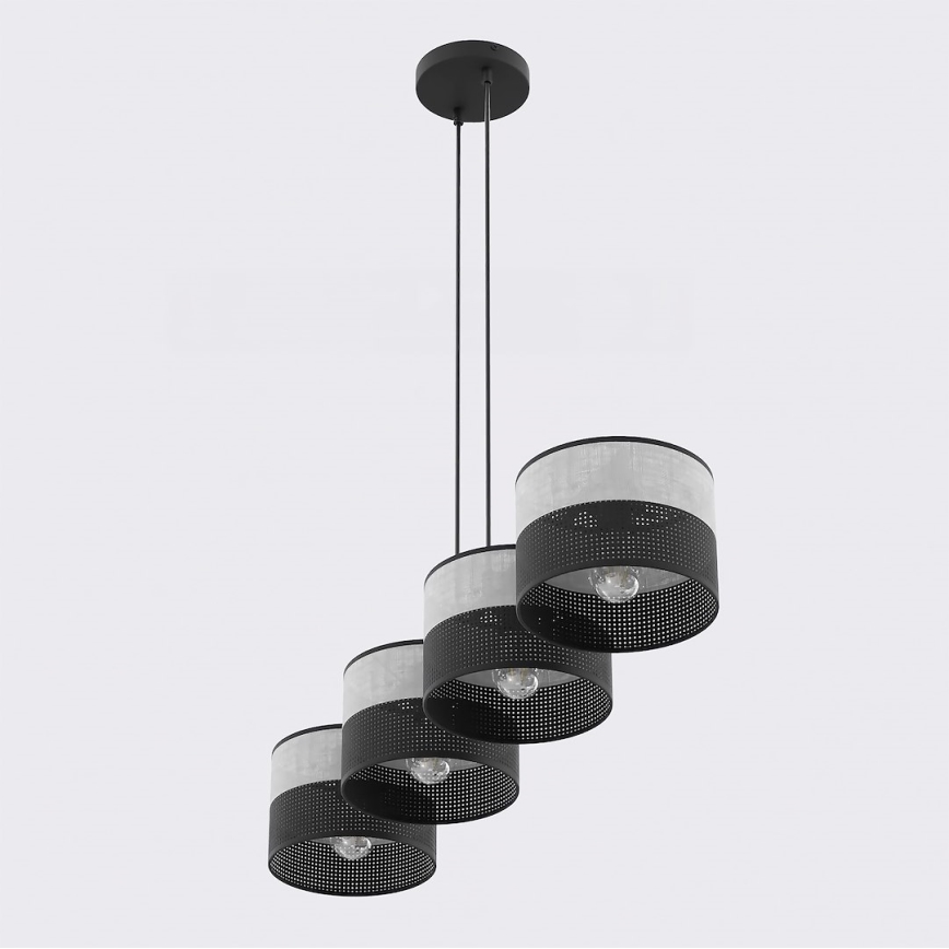 KARBON cable-hung chandelier 4xE27/15W/230V black/grey