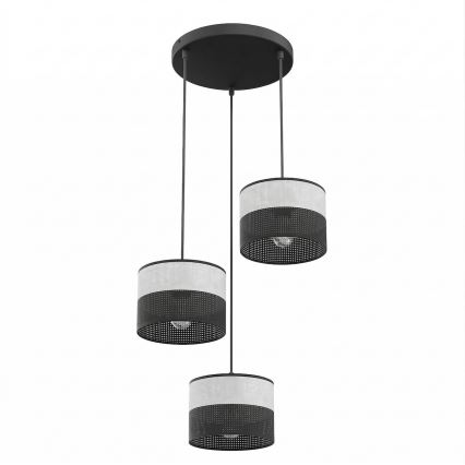 KARBON Cable Pendant Lamp 3xE27/15W/230V Black/Grey