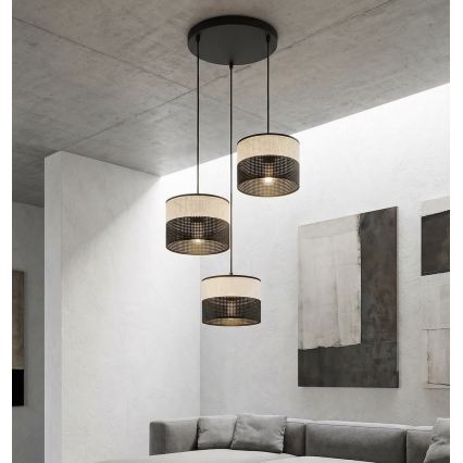 KARBON Cable Pendant Lamp 3xE27/15W/230V Black/Grey