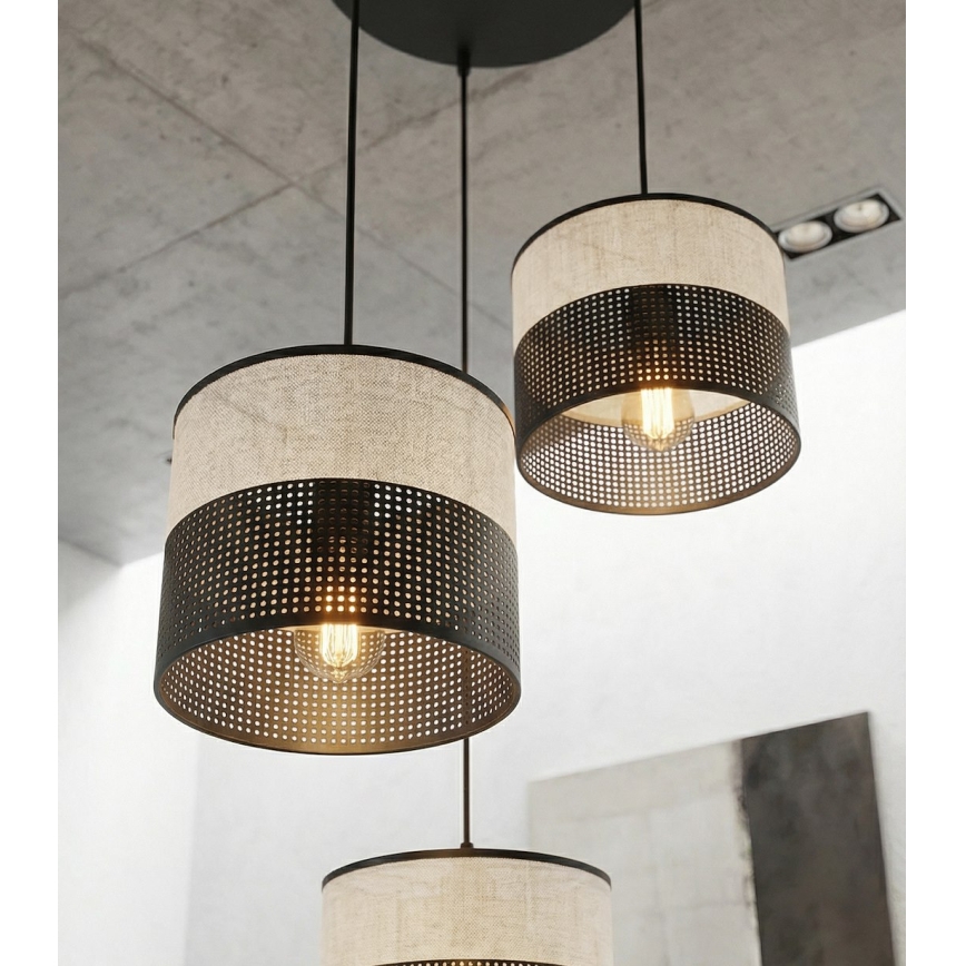 KARBON Cable Pendant Lamp 3xE27/15W/230V Black/Grey