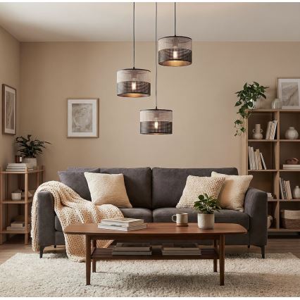 KARBON Cable Pendant Lamp 3xE27/15W/230V Black/Grey