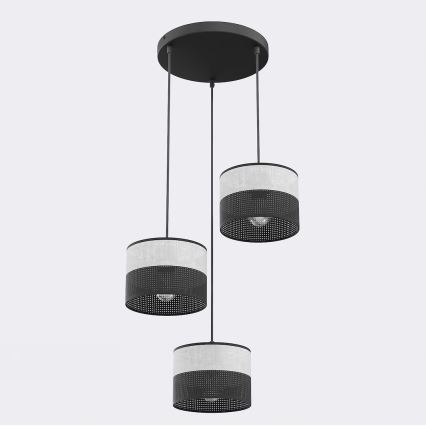 KARBON Cable Pendant Lamp 3xE27/15W/230V Black/Grey