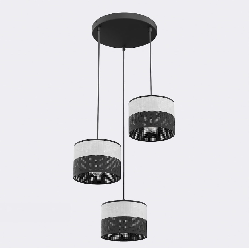 KARBON Cable Pendant Lamp 3xE27/15W/230V Black/Grey
