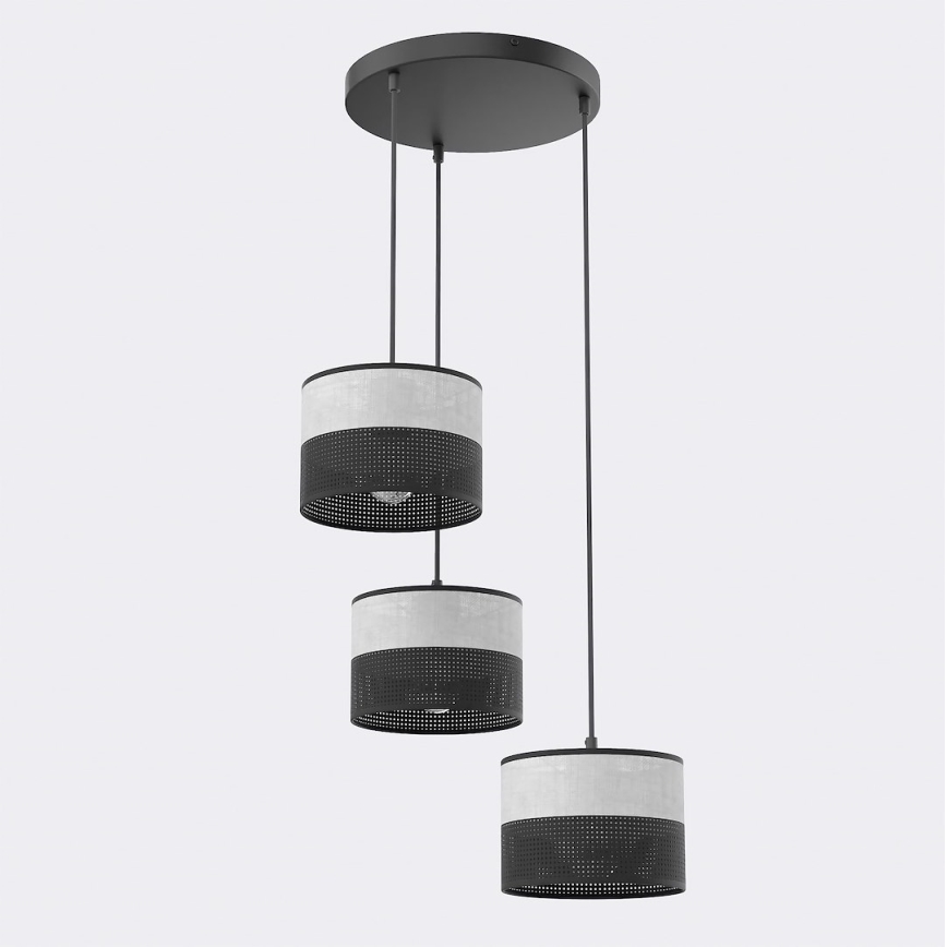 KARBON Cable Pendant Lamp 3xE27/15W/230V Black/Grey