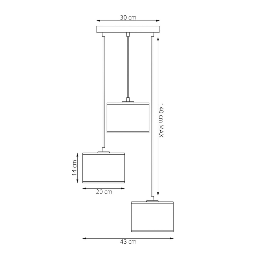 KARBON Cable Pendant Lamp 3xE27/15W/230V Black/Grey