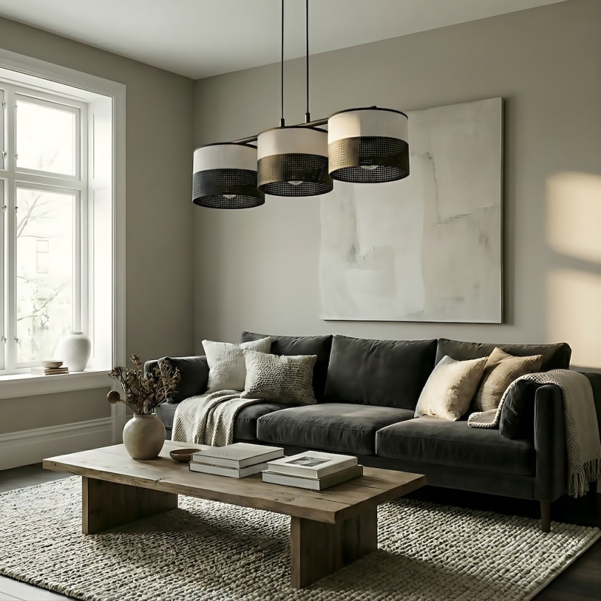 KARBON Cable Pendant Light 3x E27/15W/230V, Black/Grey