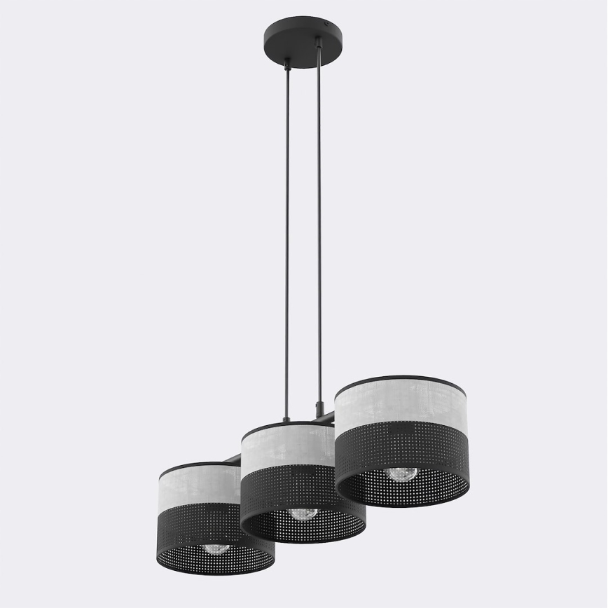 KARBON Cable Pendant Light 3x E27/15W/230V, Black/Grey