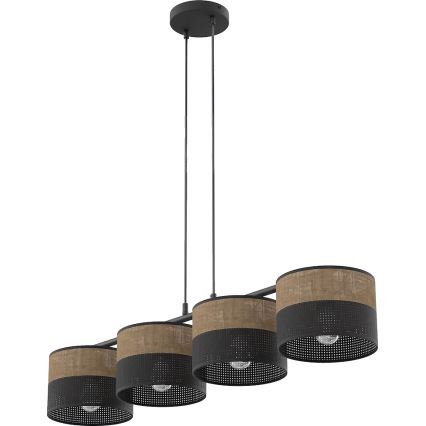 KARBON Cable Pendant Light 4xE27/15W/230V Black/Brown