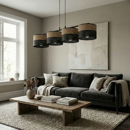 KARBON Cable Pendant Light 4xE27/15W/230V Black/Brown