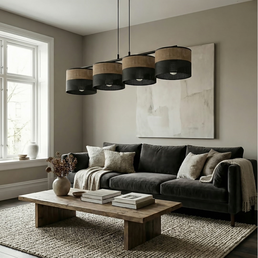 KARBON Cable Pendant Light 4xE27/15W/230V Black/Brown
