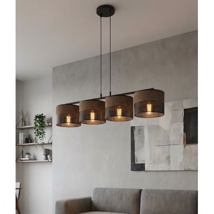 KARBON Cable Pendant Light 4xE27/15W/230V Black/Brown