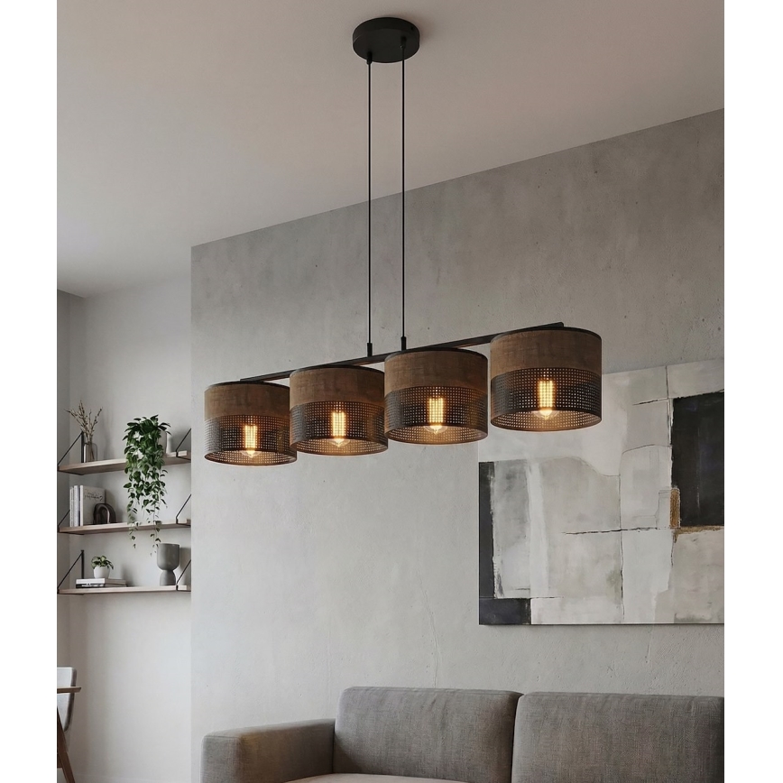 KARBON Cable Pendant Light 4xE27/15W/230V Black/Brown