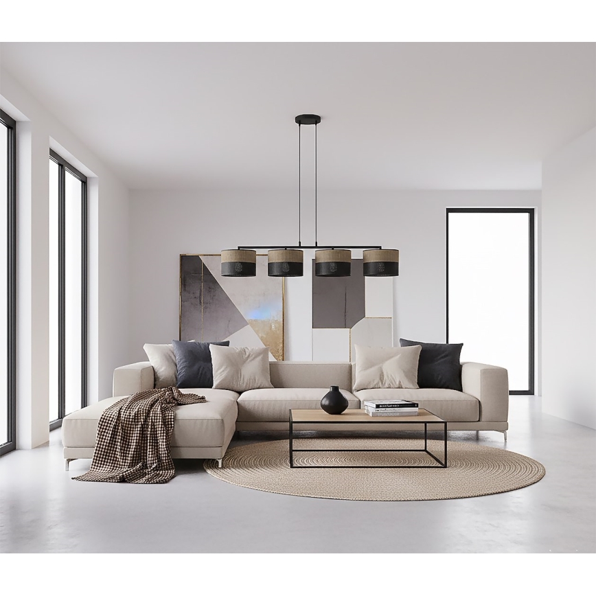 KARBON Cable Pendant Light 4xE27/15W/230V Black/Brown