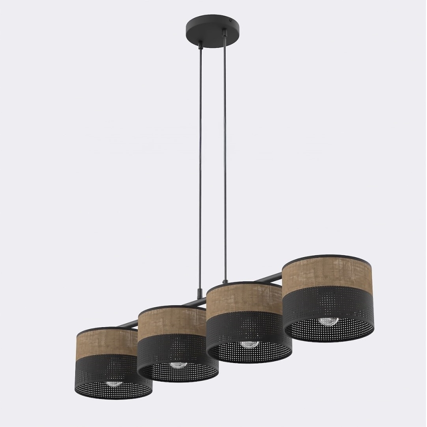 KARBON Cable Pendant Light 4xE27/15W/230V Black/Brown