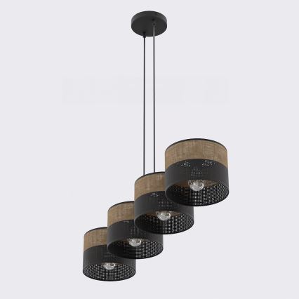 KARBON Cable Pendant Light 4xE27/15W/230V Black/Brown