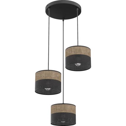 KARBON pendant lamp on cord, 3x E27/15W/230V, black/brown