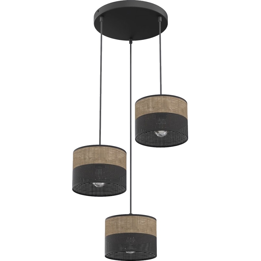 KARBON pendant lamp on cord, 3x E27/15W/230V, black/brown
