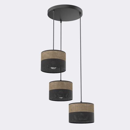 KARBON pendant lamp on cord, 3x E27/15W/230V, black/brown