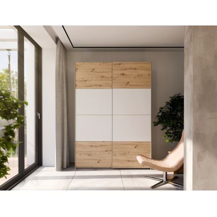 KARO Wardrobe 150x210 cm White/Artisan Oak