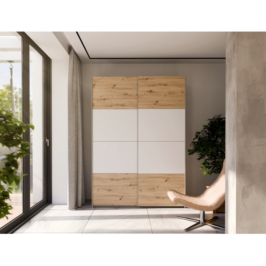 KARO Wardrobe 150x210 cm White/Artisan Oak