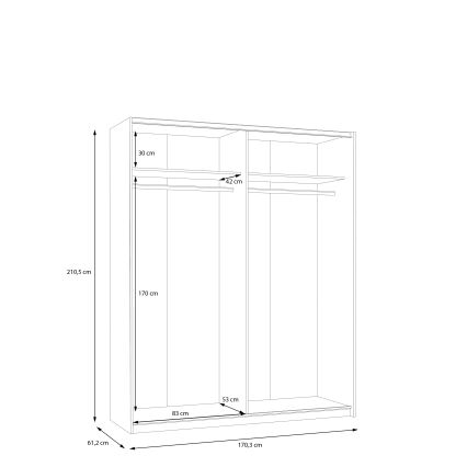 KARO Wardrobe 170 x 210 cm, Grey/Green