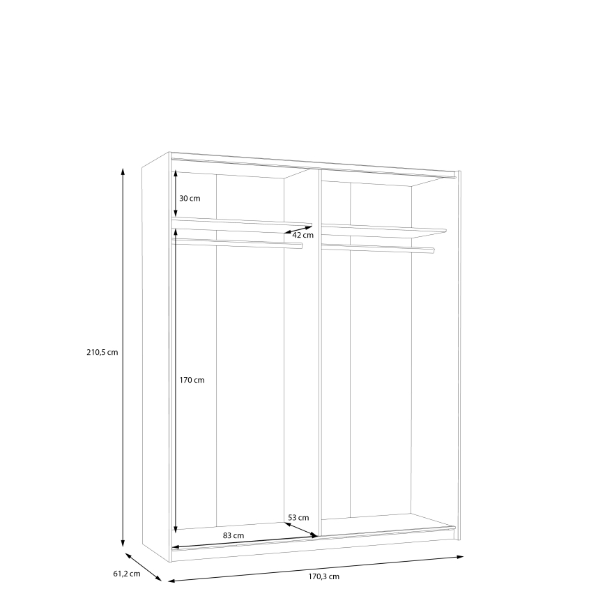 KARO Wardrobe 170 x 210 cm, Grey/Green
