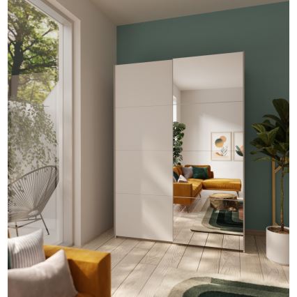 KARO Wardrobe with Mirror 150x210 cm, White