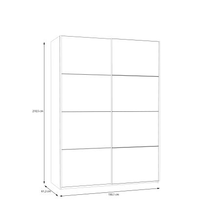 KARO Wardrobe with Mirror 150x210 cm, White