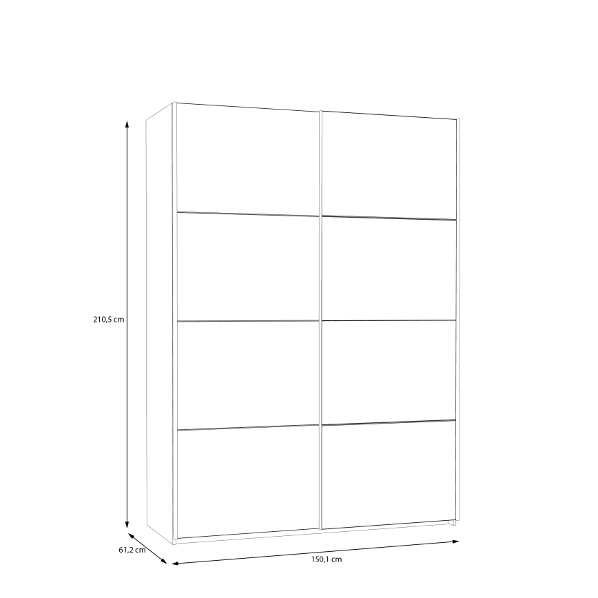 KARO Wardrobe with Mirror 150x210 cm, White