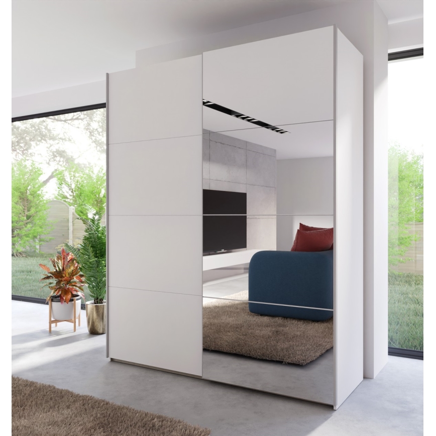 KARO Wardrobe with Mirror 170 x 210 cm, White