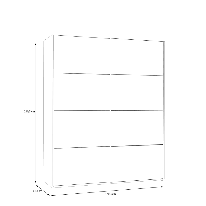 KARO Wardrobe with Mirror 170 x 210 cm, White