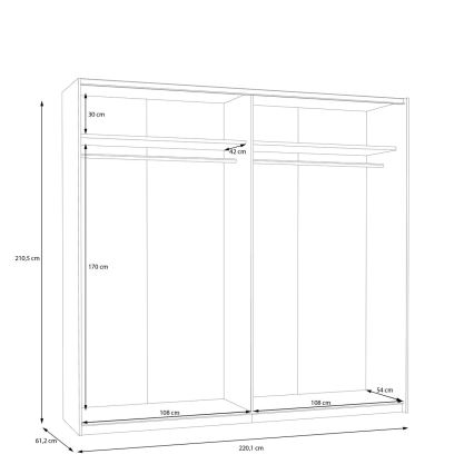 KARO Wardrobe with Mirror 220x210 cm White