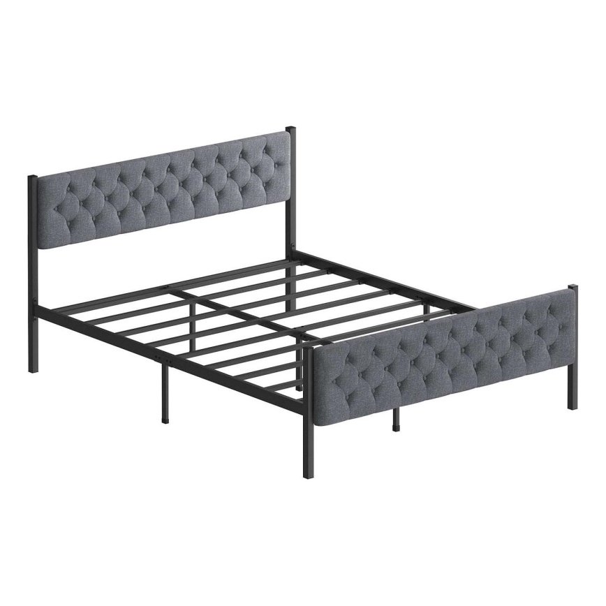 KAROM Metal Double Bed 120 x 200 cm, Grey — Supports up to 120 kg